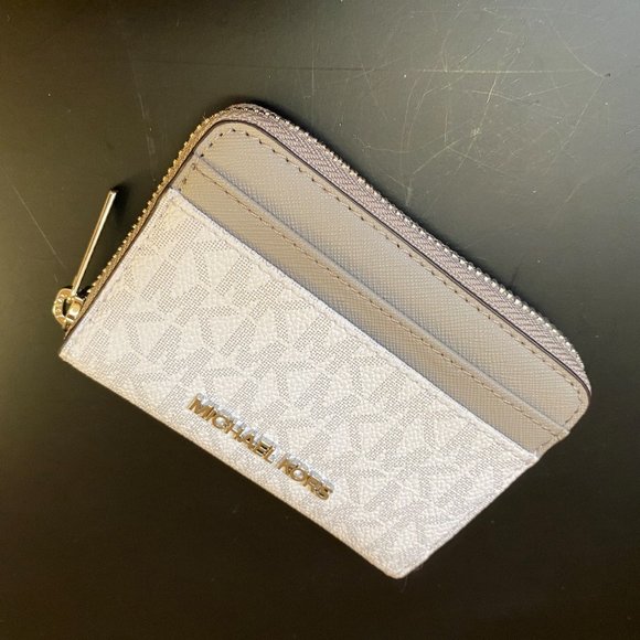 Michael Kors JST Card Case ZA Wallet MK White Grey - Picture 5 of 8